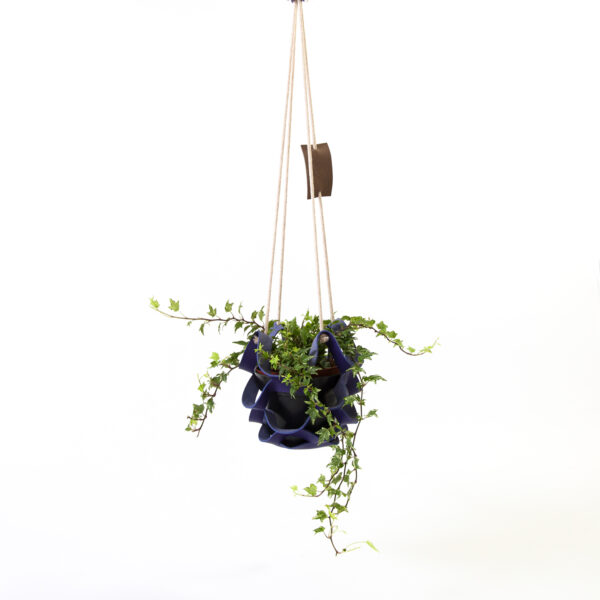 Trendy plantenhanger rond | groot | paars leer