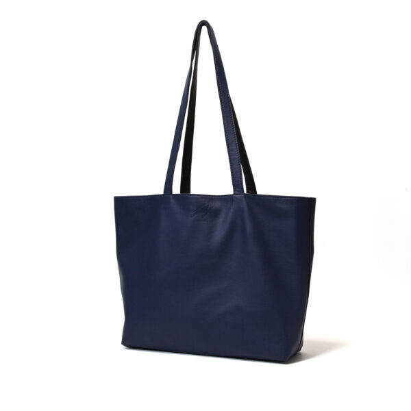 Reversible handgemaakte leren handtas Amma | blauw en zwart - Afbeelding 3