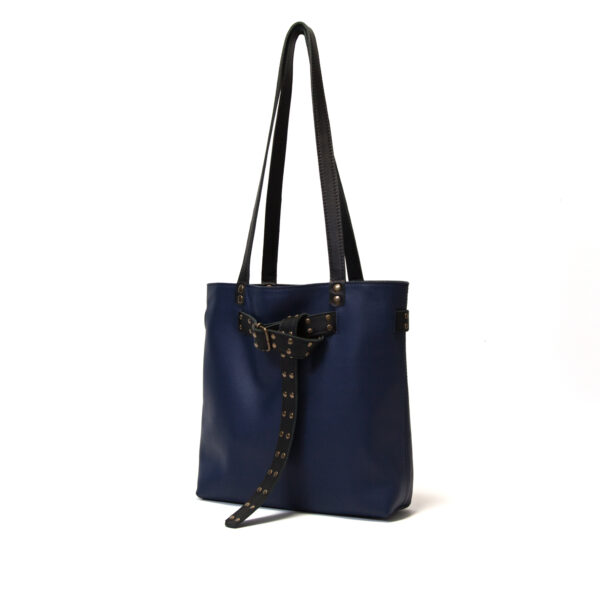 Reversible handgemaakte leren handtas Hannah | blauw en zwart - Afbeelding 3