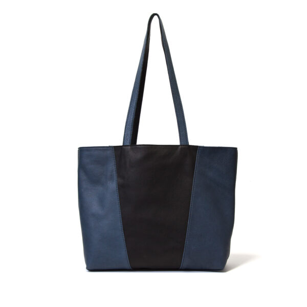 Reversible handgemaakte leren handtas Amma | blauw en zwart