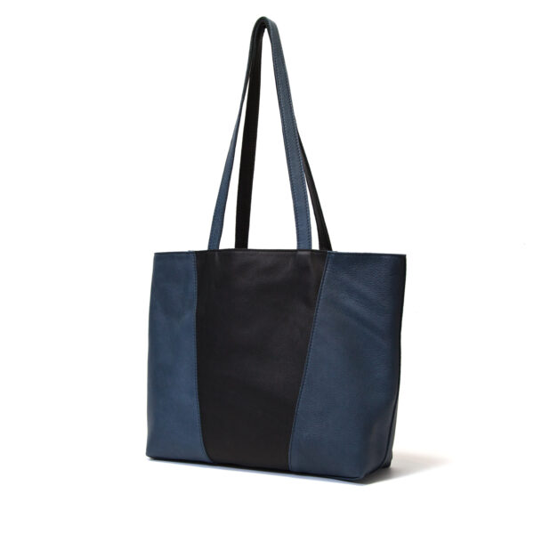 Reversible handgemaakte leren handtas Amma | blauw en zwart - Afbeelding 3