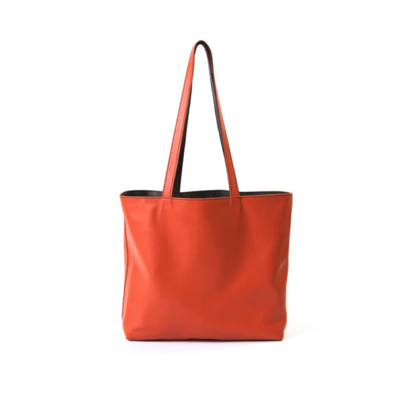 Reversible handgemaakte leren handtas Amma | warm oranje en donkergrijs