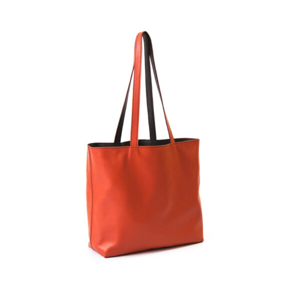 Reversible handgemaakte leren handtas Amma | warm oranje en donkergrijs - Afbeelding 3