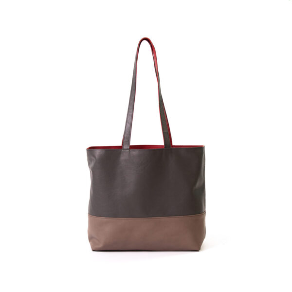 Reversible handgemaakte leren handtas Amma | diep rood en bruin - Afbeelding 2