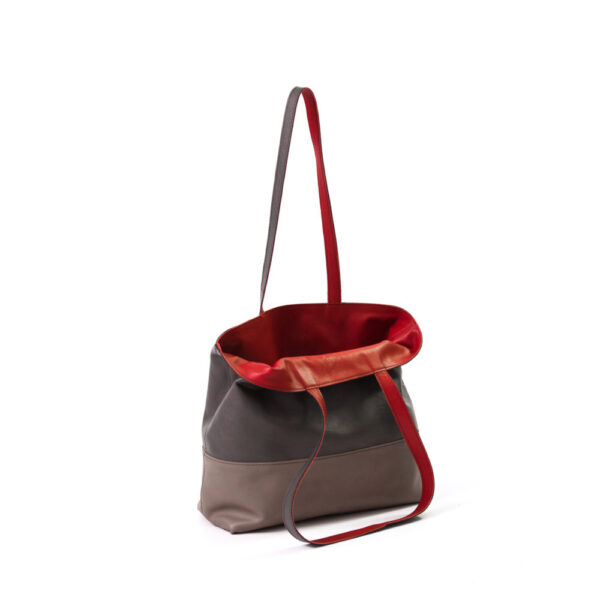 Reversible handgemaakte leren handtas Amma | diep rood en bruin - Afbeelding 6